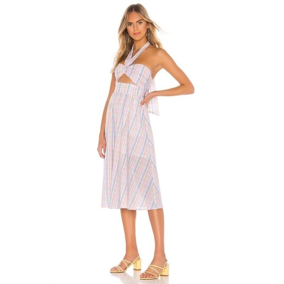 Majorelle Florian Midi Dress in Pastel Plaid XS - Picture 2 of 10
